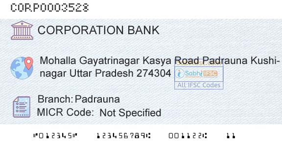 Corporation Bank PadraunaBranch 
