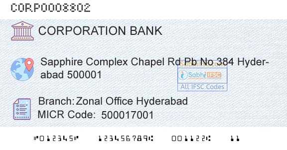 Corporation Bank Zonal Office HyderabadBranch 