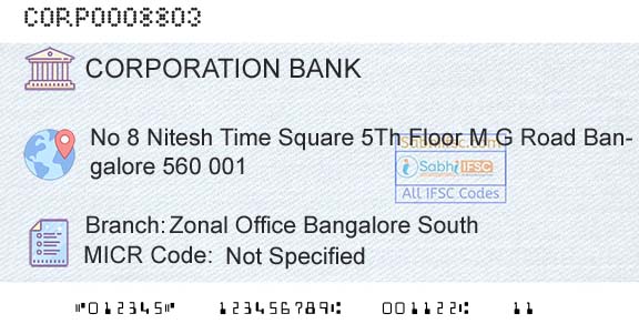 Corporation Bank Zonal Office Bangalore SouthBranch 