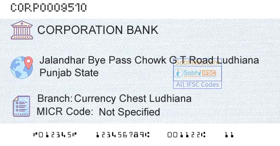 Corporation Bank Currency Chest LudhianaBranch 