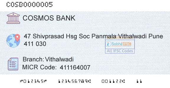 The Cosmos Co Operative Bank Limited VithalwadiBranch 