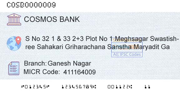 The Cosmos Co Operative Bank Limited Ganesh NagarBranch 