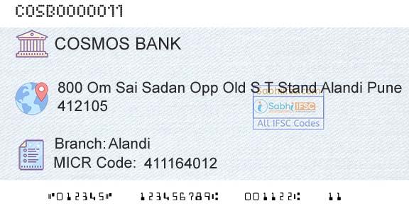 The Cosmos Co Operative Bank Limited AlandiBranch 