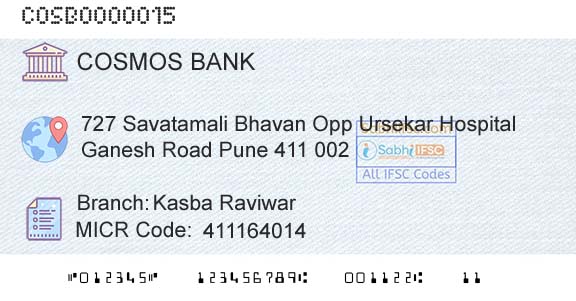 The Cosmos Co Operative Bank Limited Kasba RaviwarBranch 