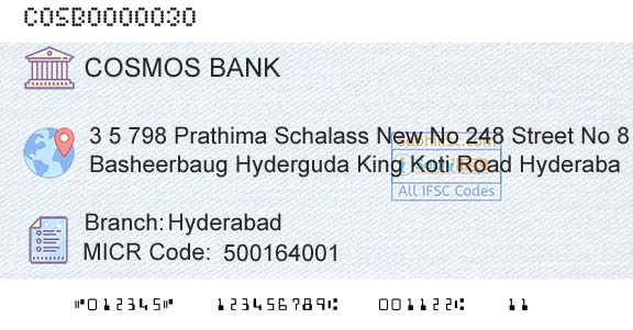The Cosmos Co Operative Bank Limited HyderabadBranch 