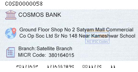 The Cosmos Co Operative Bank Limited Satellite BranchBranch 