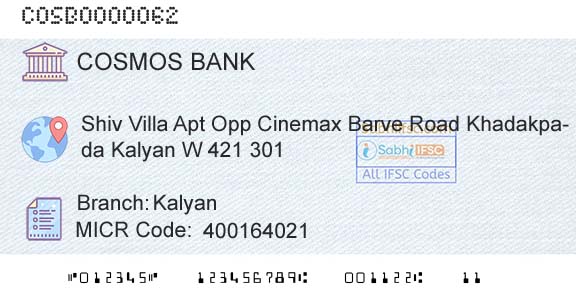 The Cosmos Co Operative Bank Limited KalyanBranch 