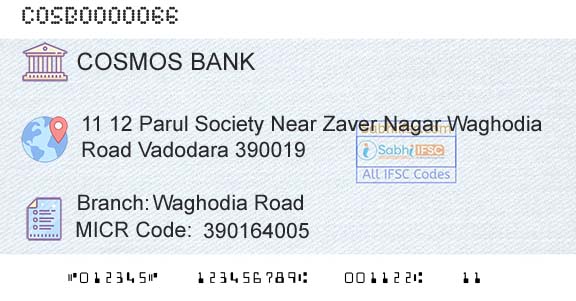 The Cosmos Co Operative Bank Limited Waghodia RoadBranch 