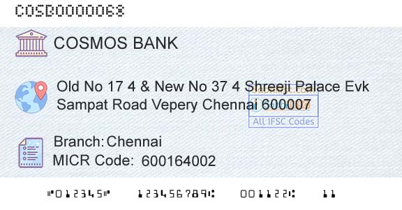 The Cosmos Co Operative Bank Limited ChennaiBranch 