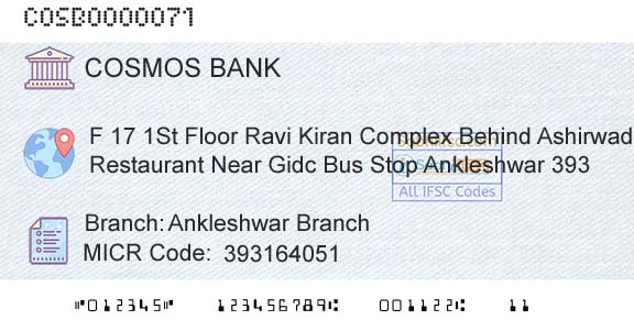 The Cosmos Co Operative Bank Limited Ankleshwar BranchBranch 