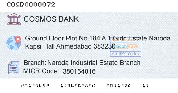The Cosmos Co Operative Bank Limited Naroda Industrial Estate BranchBranch 