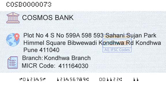 The Cosmos Co Operative Bank Limited Kondhwa BranchBranch 