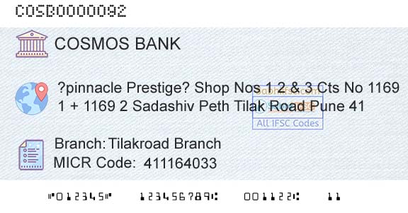 The Cosmos Co Operative Bank Limited Tilakroad BranchBranch 