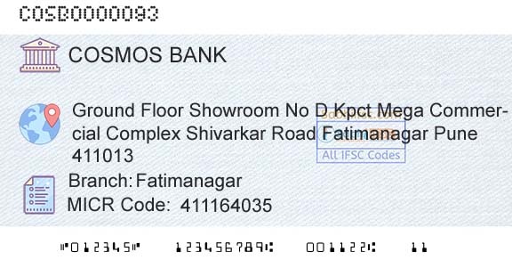The Cosmos Co Operative Bank Limited FatimanagarBranch 