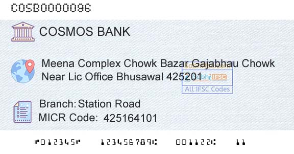 The Cosmos Co Operative Bank Limited Station RoadBranch 