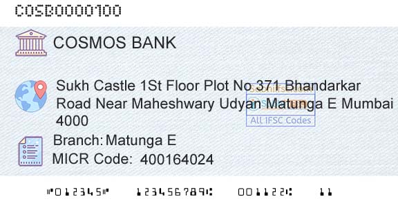 The Cosmos Co Operative Bank Limited Matunga EBranch 