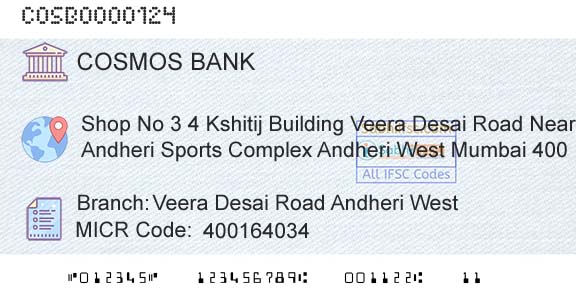 The Cosmos Co Operative Bank Limited Veera Desai Road Andheri WestBranch 