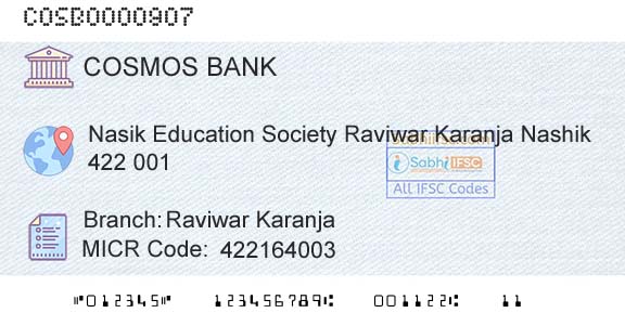 The Cosmos Co Operative Bank Limited Raviwar KaranjaBranch 