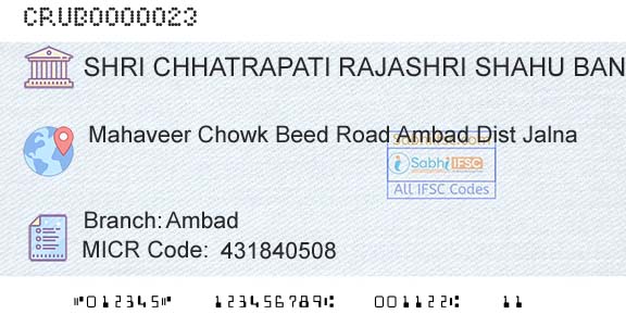 Shri Chhatrapati Rajashri Shahu Urban Cooperative Bank Limited AmbadBranch 