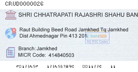 Shri Chhatrapati Rajashri Shahu Urban Cooperative Bank Limited JamkhedBranch 