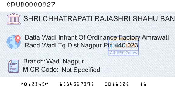 Shri Chhatrapati Rajashri Shahu Urban Cooperative Bank Limited Wadi NagpurBranch 