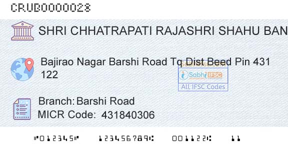 Shri Chhatrapati Rajashri Shahu Urban Cooperative Bank Limited Barshi RoadBranch 