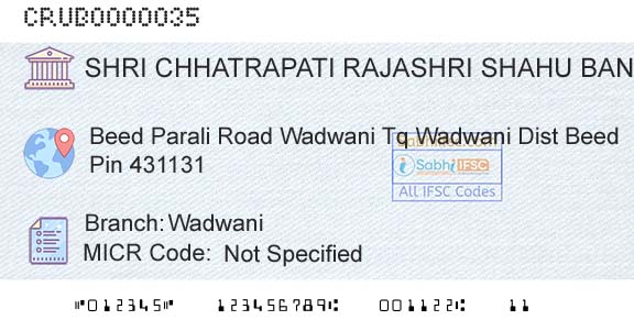 Shri Chhatrapati Rajashri Shahu Urban Cooperative Bank Limited WadwaniBranch 
