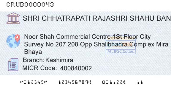Shri Chhatrapati Rajashri Shahu Urban Cooperative Bank Limited KashimiraBranch 