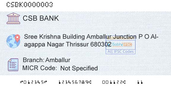 Csb Bank Limited AmballurBranch 