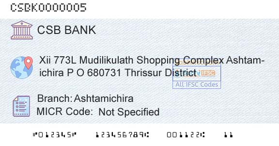 Csb Bank Limited AshtamichiraBranch 