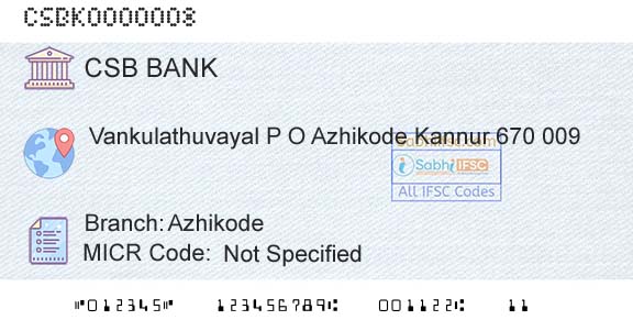 Csb Bank Limited AzhikodeBranch 