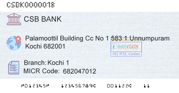 Csb Bank Limited Kochi 1Branch 