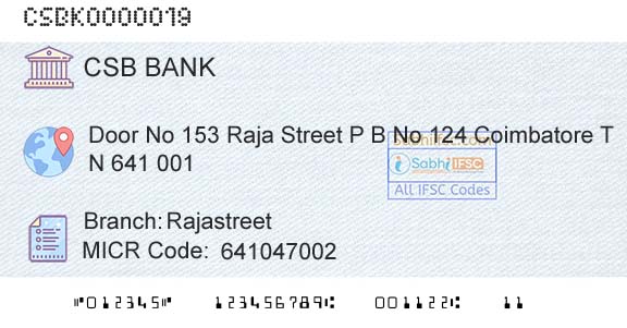 Csb Bank Limited RajastreetBranch 