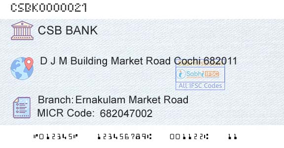 Csb Bank Limited Ernakulam Market RoadBranch 
