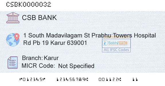 Csb Bank Limited KarurBranch 