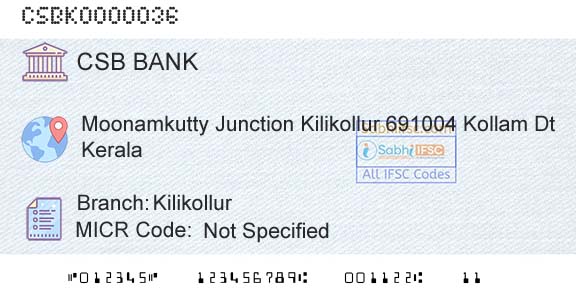 Csb Bank Limited KilikollurBranch 