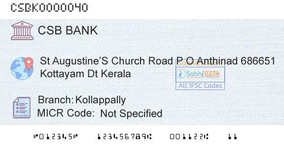 Csb Bank Limited KollappallyBranch 