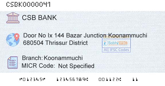 Csb Bank Limited KoonammuchiBranch 