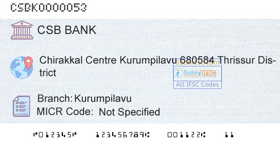 Csb Bank Limited KurumpilavuBranch 