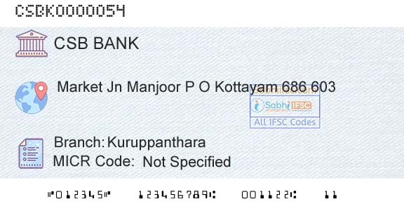 Csb Bank Limited KuruppantharaBranch 