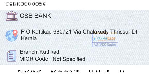 Csb Bank Limited KuttikadBranch 