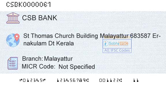 Csb Bank Limited MalayatturBranch 