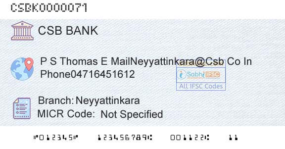 Csb Bank Limited NeyyattinkaraBranch 