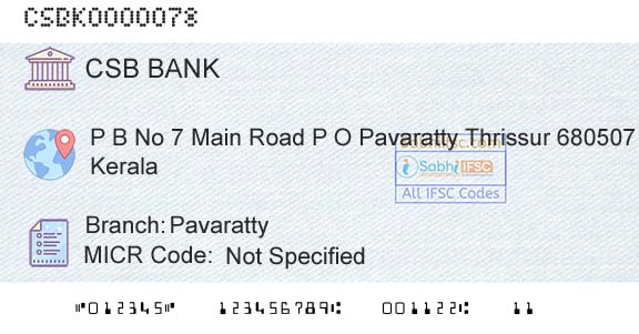 Csb Bank Limited PavarattyBranch 