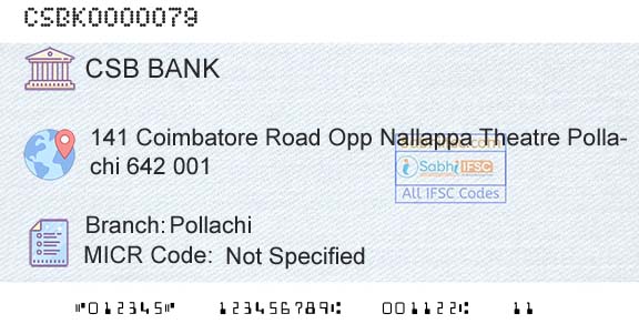 Csb Bank Limited PollachiBranch 