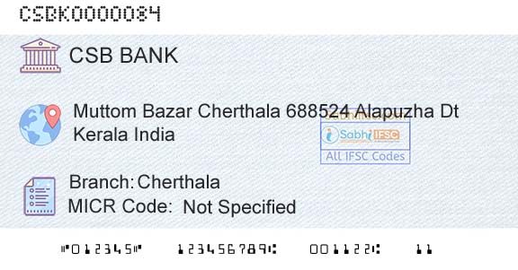 Csb Bank Limited CherthalaBranch 