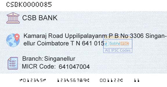 Csb Bank Limited SinganellurBranch 