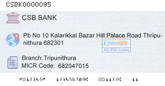Csb Bank Limited TripunithuraBranch 