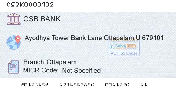 Csb Bank Limited OttapalamBranch 