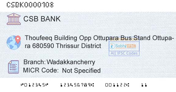 Csb Bank Limited WadakkancherryBranch 
